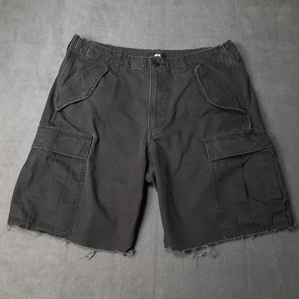 Stussy Cargo Shorts Mens 32 x 8 Black Ripstop Stüssy Gorpcore Work Workwear Y2K